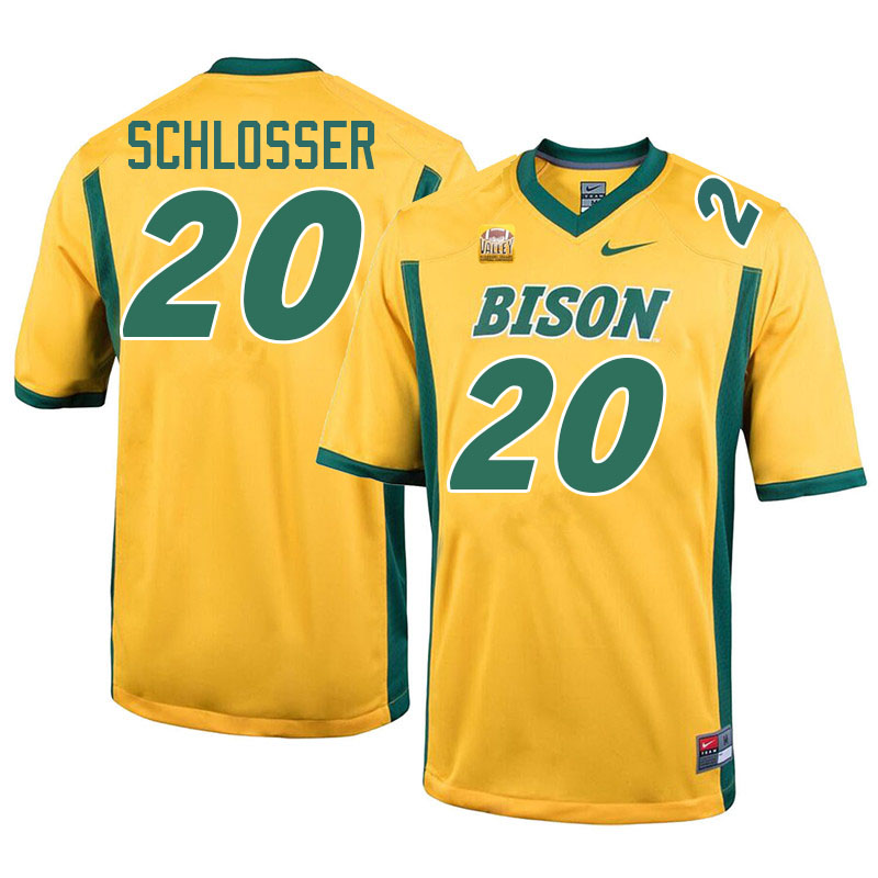 North Dakota State Bison #20 Drake Schlosser College Football Jerseys Stitched-Yellow
